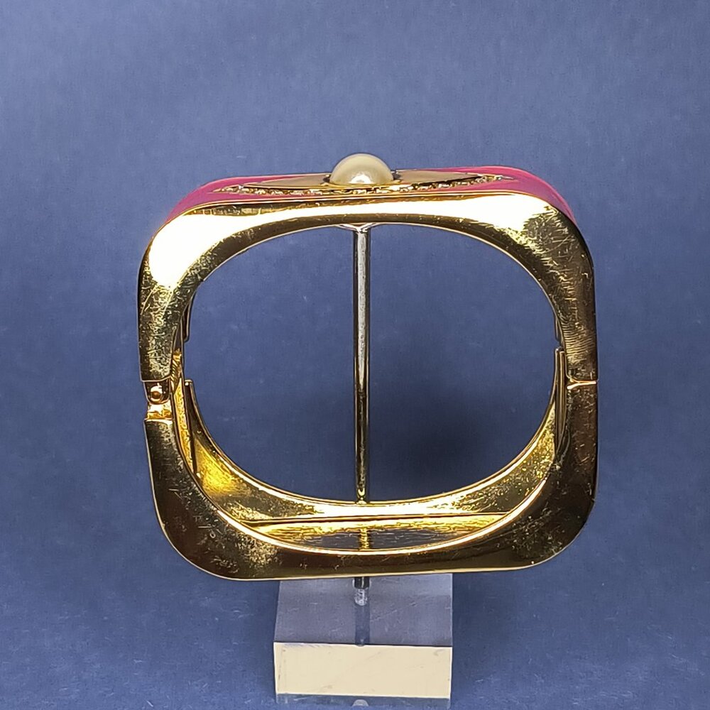 Hinged Rectangle Wide Chunky Bangle Cuff Evil Eye… - image 4